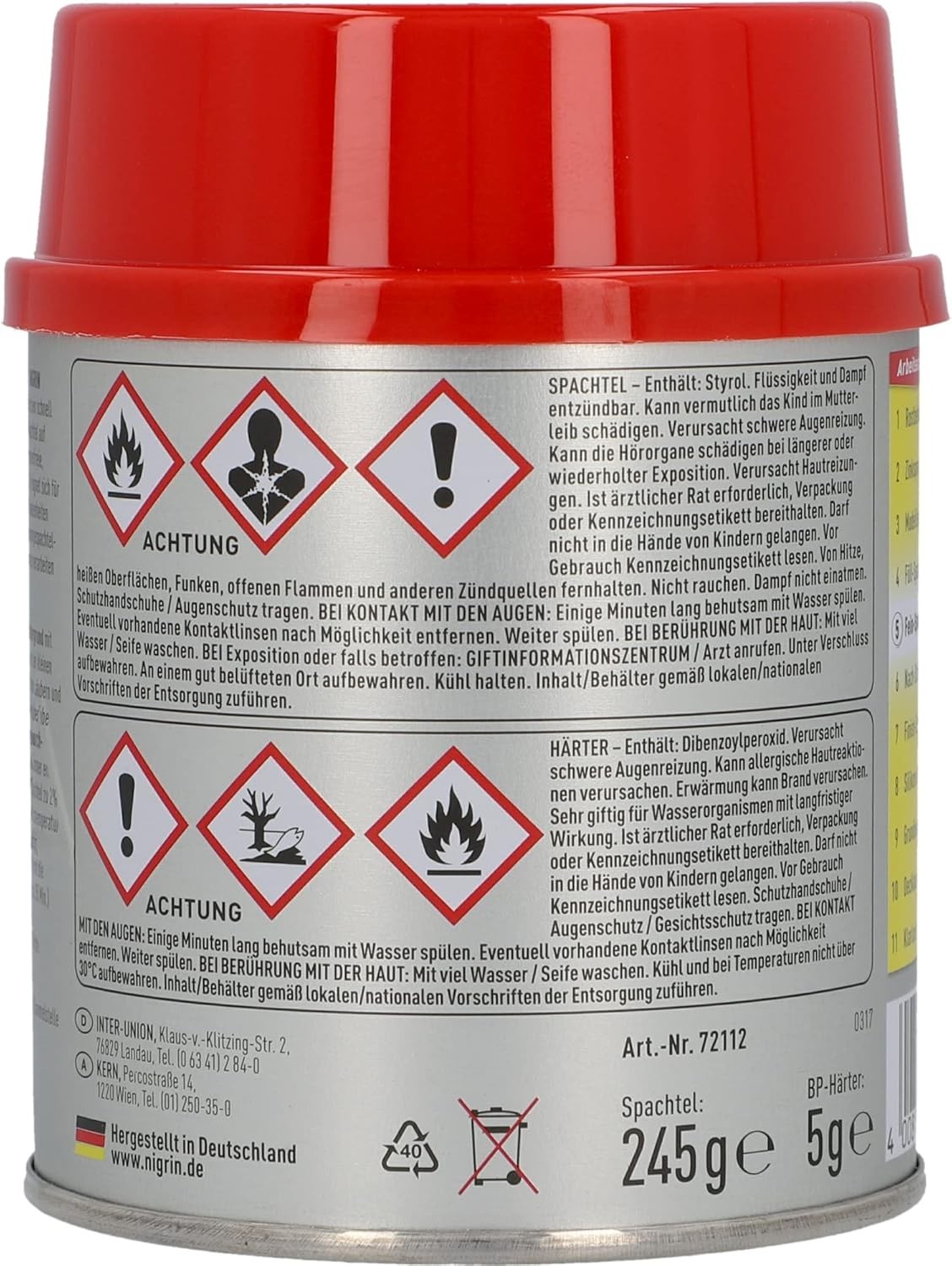 NIGRIN Performance Fine Filler, Cures Without Cracking, Smoothes Scratches and U image 10