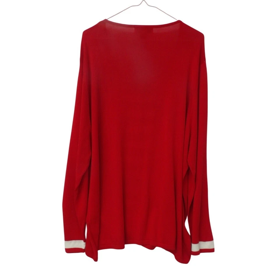 Cardigã suéter feminino Sag Harbor listrado vermelho malha plus size 3X - Imagem 2 de 3