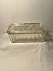 Vintage Federal Clear Glass Ribbed Refrigerator Dish/Container With Lid