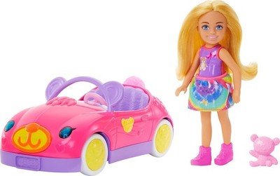 Chelsea Doll with Bear-Themed Convertible Car & Fashionable Teddy Bear Accessory