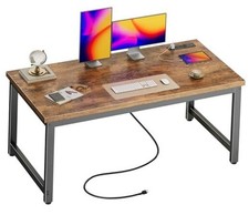 55 x 24 inch Desk with Power Outlets  USB-C, Deeper  54 24 inch Rustic Brown