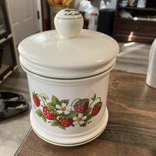 Vintage 1970s Sears Strawberry Fields Ceramic Canister w Lid Sears Japan