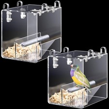 2 Pieces No Mess Bird Feeder for Cage Automatic Acrylic Bird Feeder Seed Food...