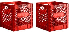 Red LP Vinyl Record Storage Crates Lot of 2 Large Super Heavy-Duty Crate