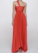 MANGO Asymmetrical Pleated Dress In Red size 6 : OP $180