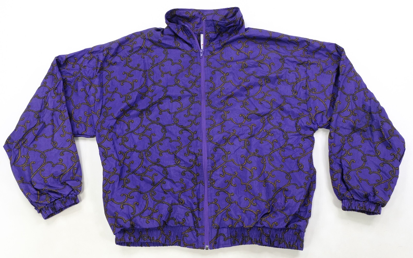 Rare Vintage JCPENNEY Olympics All Over Print Full Zip Track Jacket 90s Purple L