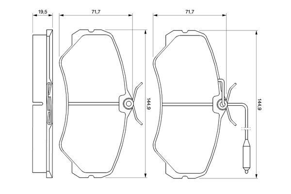 Brake pad set, disc brake Bosch 0986460998 for Citroën