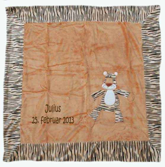 Plaid tigre fantaisie beige et noir pour poussette et berceau
