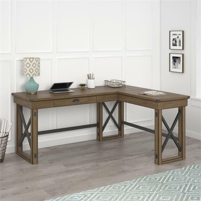 Ameriwood Home Wildwood L Desk With Lift Top In Rustic Gray Ebay