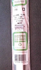 Evergreen Scale Models #256 Styrene Square Tubing 3/8", 2 pcs. - More Below