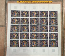 Planche Timbre N° 1492 25 Timbres 1966 1 F. Vitrail Sainte Chapelle Baptêm Judas