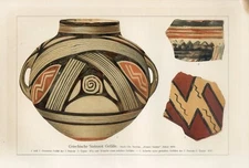 1900s ANCIENT GREEK STONE AGE VESSELS Antique Chromolithograph Print J.Ranke