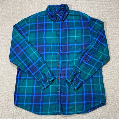Chaps Flanellhemd Herren Large grün blau kariert leicht Performance