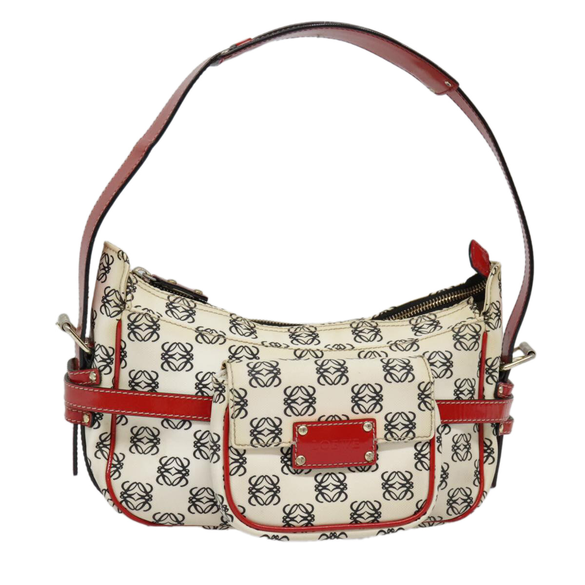 LOEWE Anagram Shoulder Bag PVC Red White Auth 93247 | eBay