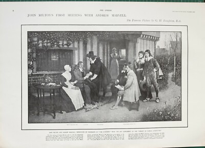 1900 GROSSER ANTIKER DRUCK JOHN MILTONS ERSTES TREFFEN ANDREW WUNDERBAR ~ BOUGHTON
