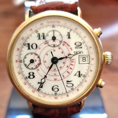 Ticin Chronograph Mov. Valjoux 7765 Cassa Placcata Oro (Gold Filled) Chronograph