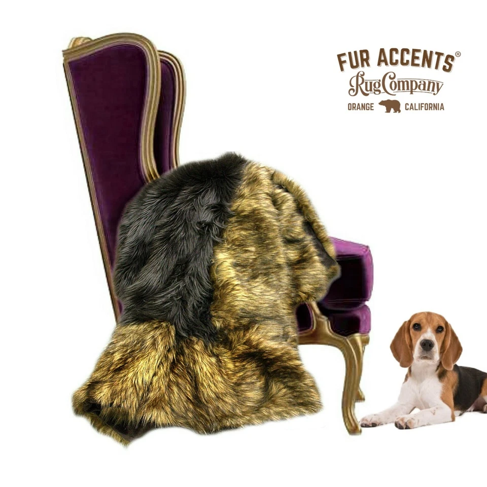 Wolf, Coyote Border Brown Throw Blanket, Bedspread, Fine Faux Fur, Minky Lining - Image 3 of 4