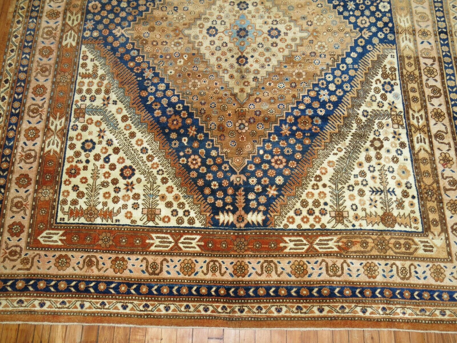 Antique Decorative Turkestan Khotan Rug Size 7'2''x14'