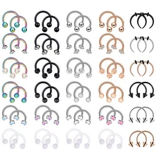 12-18PCS 16G Nose Septum Rings Hoops Surgical Steel Cartilage Earrings Piercing