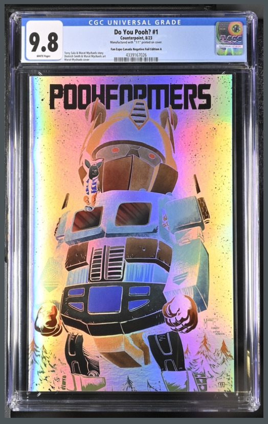 TRANSFORMERS SDCC Ashcan Homage CGC 9.8 **Poohformers NEGATIVE FOIL VARIANT* 1/1