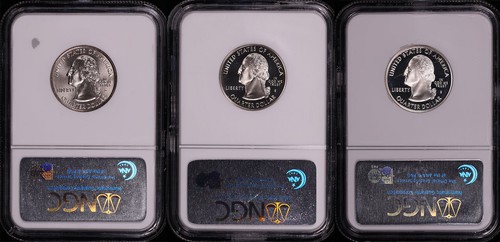 2005-D&S SMS, Clad, & Silver Oregon State Quarter Set NGC MS-67 & PF-69 UC - Picture 2 of 2