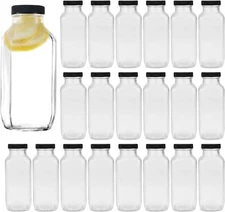 16Oz Reusable Glass Bottles 20 Pack With Airtight Lids For Drinks And Storage