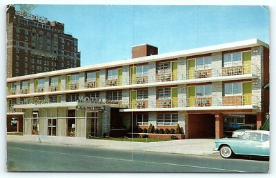 Postcard NJ Atlantic City Coronet Motel 1950's Old Car Torn Down Now a Park Lot