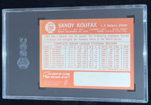 Sandy Koufax "Dodgers WS MVP the Left Arm of God" 1964 Topps #200 Card SGC 5 - Picture 2 of 3