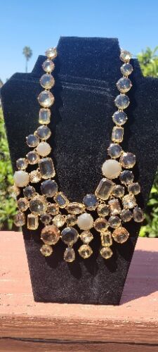 Vintage J. Crew Bib Necklace Yellow And Brown Faux