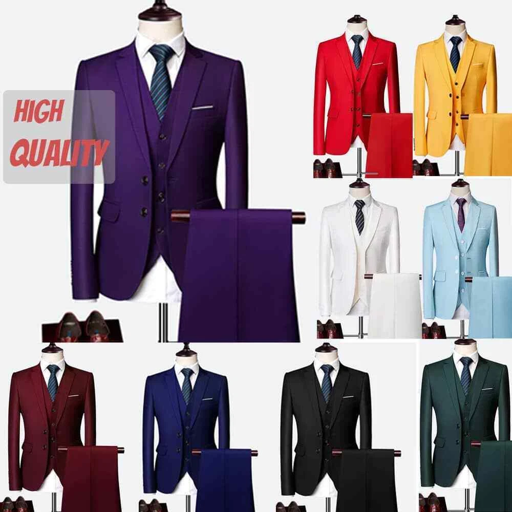 Men's Tuxedo 4 Pieces Suit Jacket Waistcoat  Trouser Wedding Premium Smart Fit