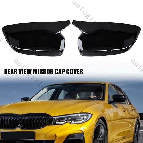 2x Gloss Black OX Horn Mirror Cover Caps For BMW G20 G21 G22 G30 G31 G11 G14 G15