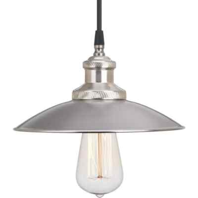 Progress Lighting 1-Light Antique Nickel Pendant w/ Metal Shade