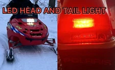 Polaris 120 Snowmobile LED Headlight And Tail Light.  Plug & Play Fits 2000-2023