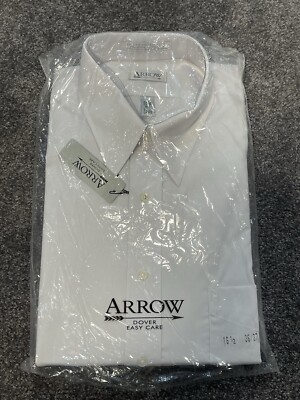 NEW ARROW Ivory COTTON POLYESTER LONG SLEEVE BUTTON UP SHIRT 16 1/2 [36/37]