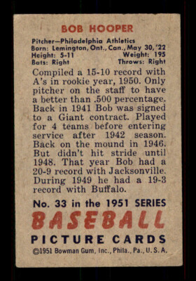 1951 Bowman #33 Bob Hooper VG-EX | eBay