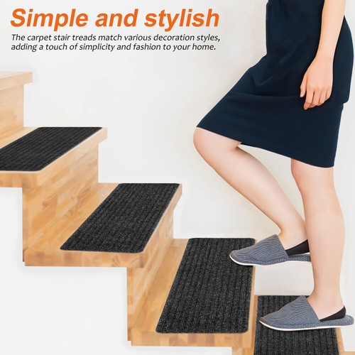 15Pcs Carpet Stair Treads NON-SLIP MACHINE WASHABLE Mats/Rugs 76*20cm/55*20cm - Picture 5 of 21
