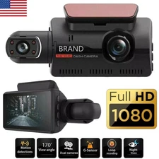 1080P Dual Lens Car DVR Dash Cam Video Recorder G-Sensor Front And Inside Camera