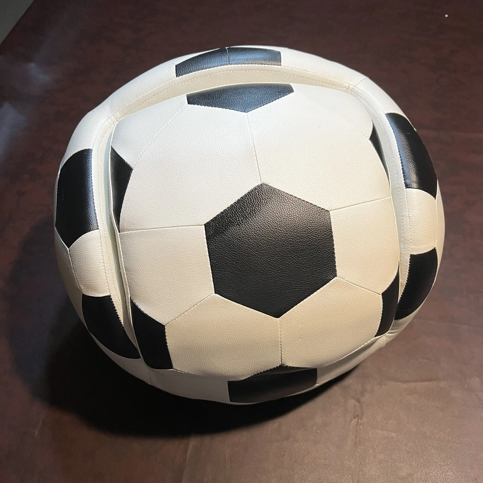 Silla de fútbol otomana para habitación de niños pelota de fútbol reposapiés de frijol imitación cuero niño pequeño Foto 2 de 4