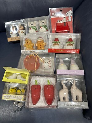 NEW FACTORY SEALED - Salt & Pepper Shaker Sets - Many Styles Christmas Gift - A6