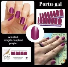 Color Street Portu-gal (Portugal) Nail Polish Strips Set Solid Purple NEW