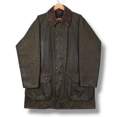 Vintage Barbour Northumbria Wachsjacke Herren Gr. C42 grün gewachste Baumwolle Mantel