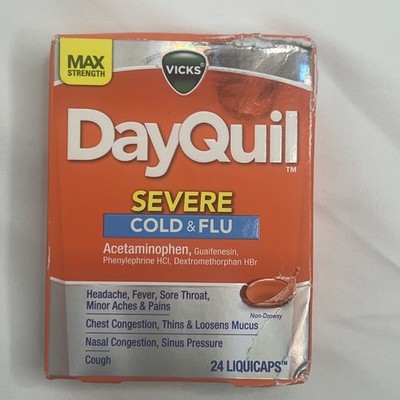 Vicks DayQuil SEVERE Cold Flu Liquid Caps Maximum Strength, 24 Count Fast Relief