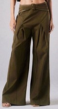 Women's High WaisteWomen's High Waisted Wide Leg Pleated Dress Pants Olive Green