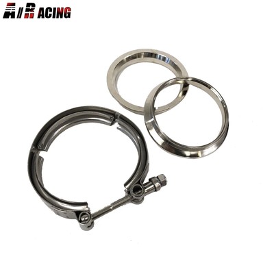 For Turbo Header Exhaust 3.5'' I.D. V-band Flanges & Clamp Kit Stainless Steel