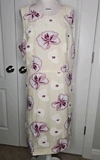 ANN TAYLOR Ivory & Purple  Floral  Sleeveless Sheath Dress Size 16