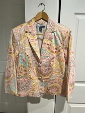 BushWacker Women’s Paisley Floral Blazer Jacket Size 10 NWT SPRING