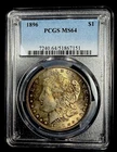 PCGS MS64 1896 Morgan Silver Dollar Fantastic toning OBV and REV