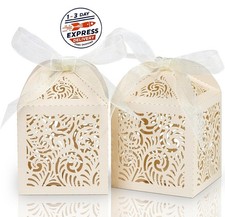 60 cajas de regalo cortadas con l ser, 2x2x2.75'', peque as, con cinta, beige