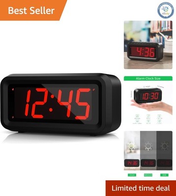 LED Digital Alarm Clock with Adjustable Brightness & Snooze - Portable Design