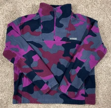 COLUMBIA Fleece 1/4 Zip Pullover Womens Medium Pink / Red / Gray / Black Camo